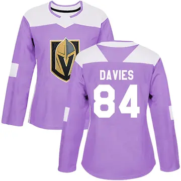 Authentic Women's Jeremy Davies Purple Vegas Golden Knights Fights Cancer Practice Jersey