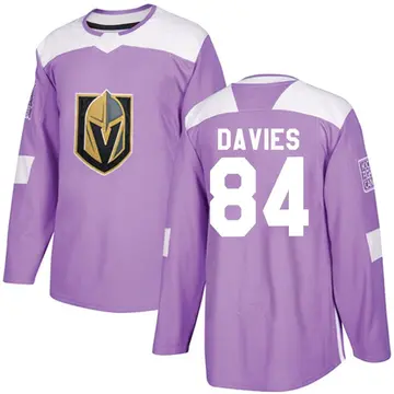 Authentic Youth Jeremy Davies Purple Vegas Golden Knights Fights Cancer Practice Jersey