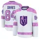 Premium Youth Jeremy Davies White Vegas Golden Knights 2024 Hockey Fights Cancer Practice Jersey